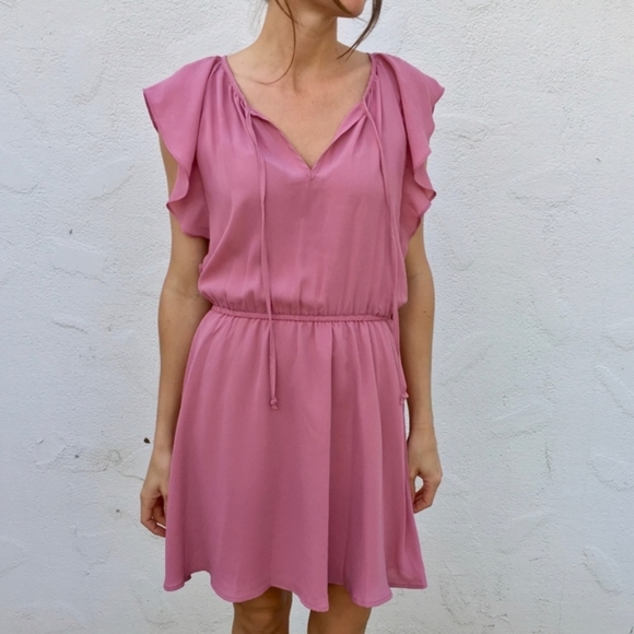 BB Dakota Adrienn Dusty Rose Fit & Flare Dress XS - Picture 2 of 11